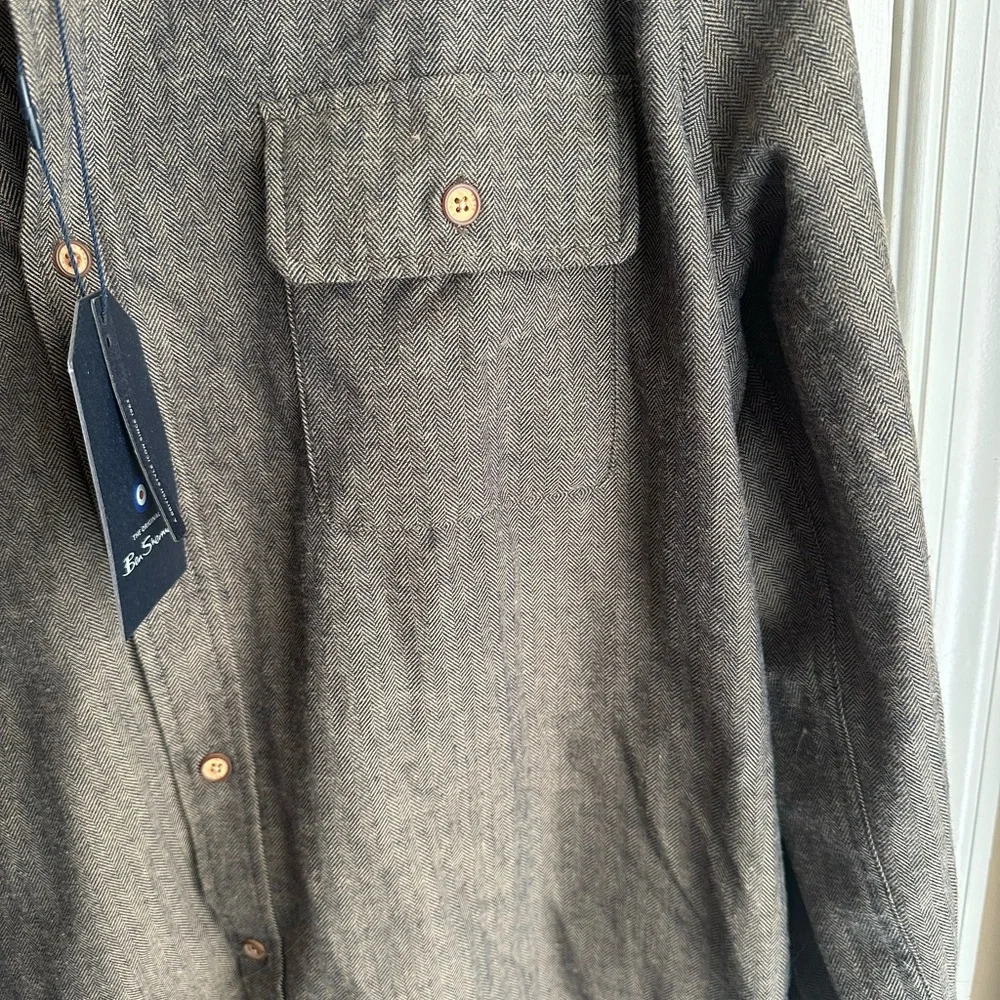 Ben Sherman Herringbone Shirt in Brown - Picture 2 of 6